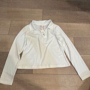 GB GIRLS LARGE 10/12 IVORY LONG SLEEVE SHIRT NEW
